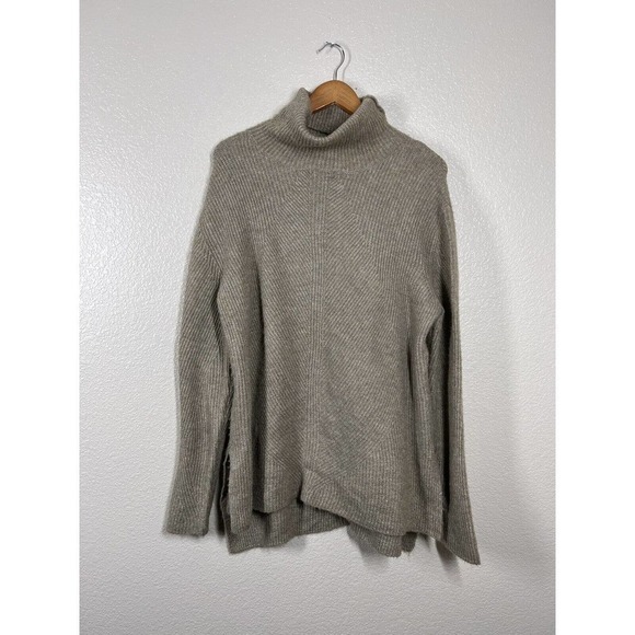 Sweet Romeo Abstract Ribbed Turtleneck Tunic Sweater XL Heather Latte Cozy Knit - Picture 2 of 5